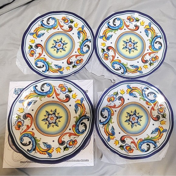 NIB Sebest Global Sources Melamine Tableware 4pc 9in Side Plates Hand Pa… - Picture 2 of 3
